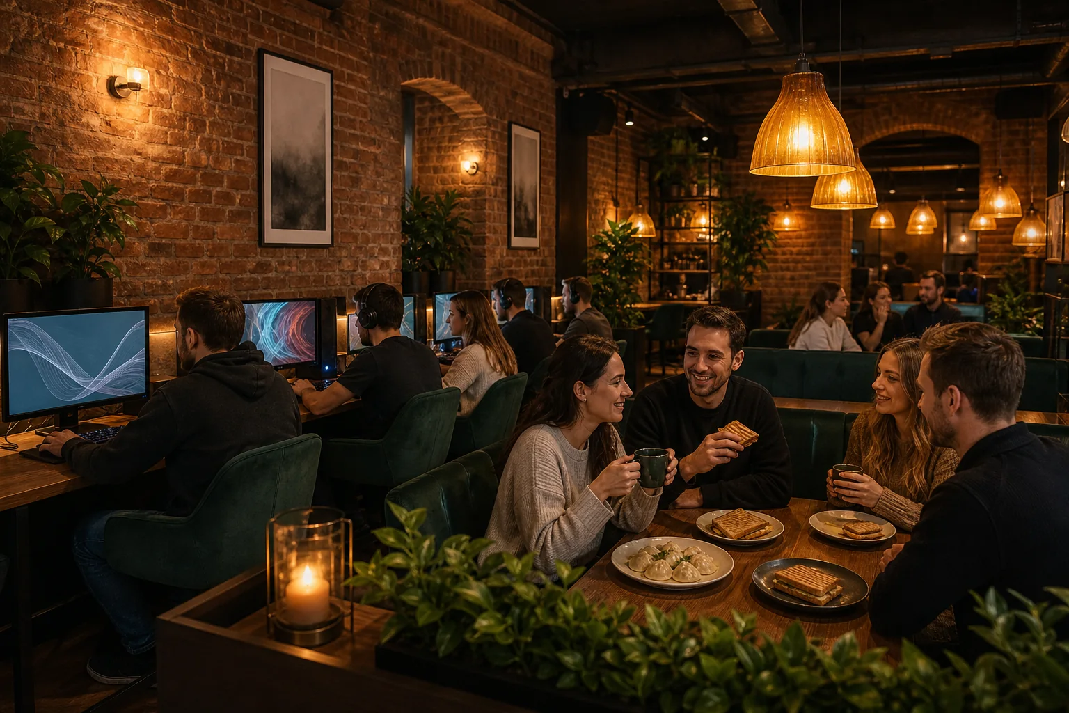 Hourly PC café and kitchen